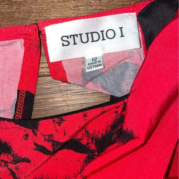 Studio I Blouson Dress Tropical Floral Print 12 - Picture 14 of 16